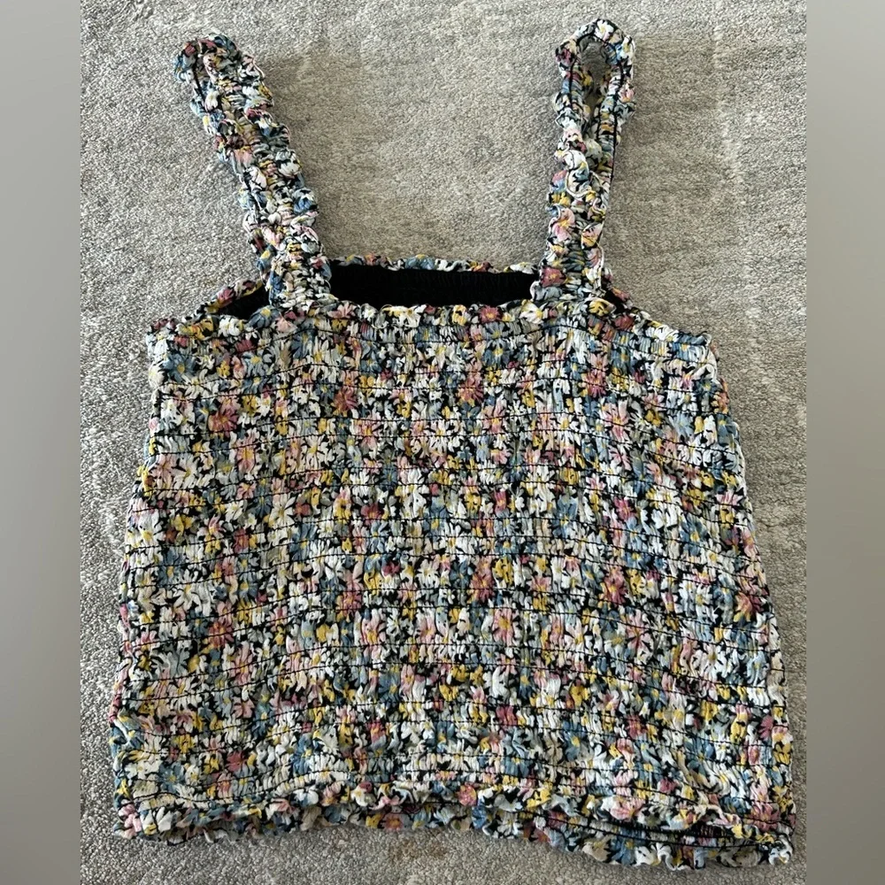 Women’s Abercrombie & Fitch Smocked Sleeveless Floral Crop Top Size Small - Picture 5 of 5